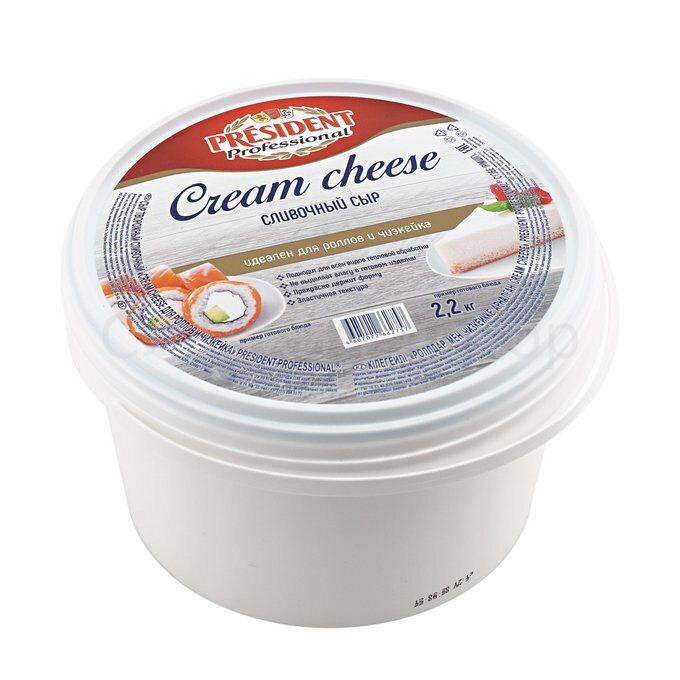 Сыр сливочный Cream cheese President , 65%, 2,2кг