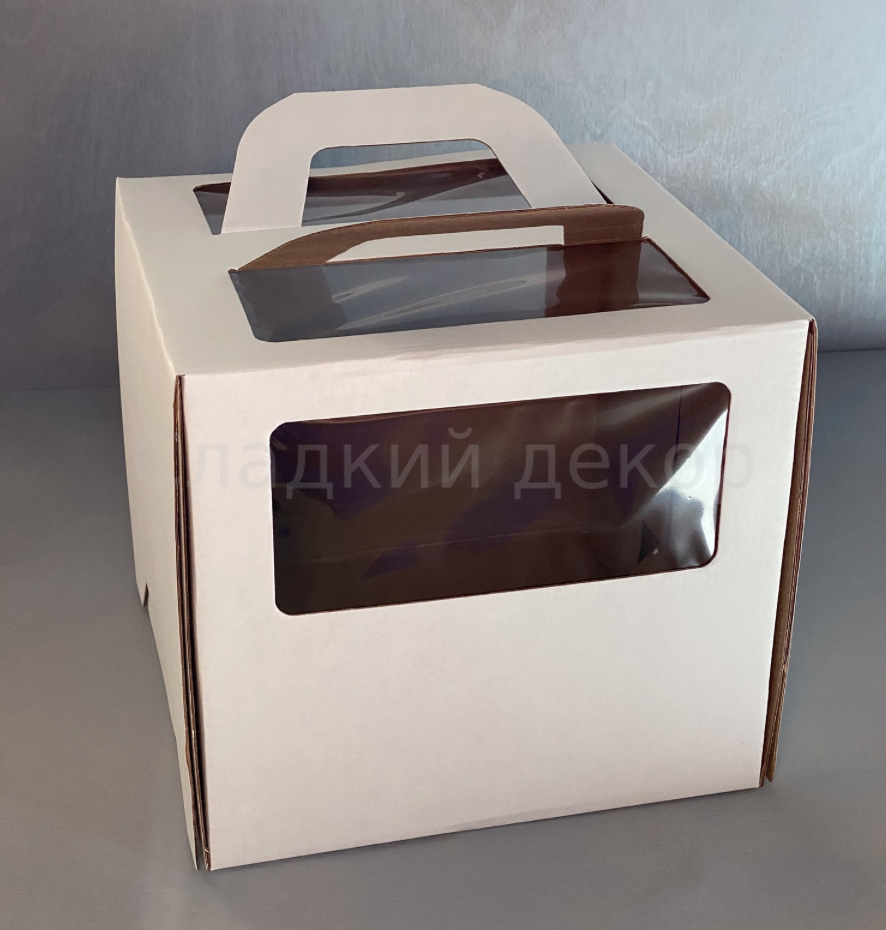Коробка для торта с ручкой и окном 240*240*200 мм, 1 шт