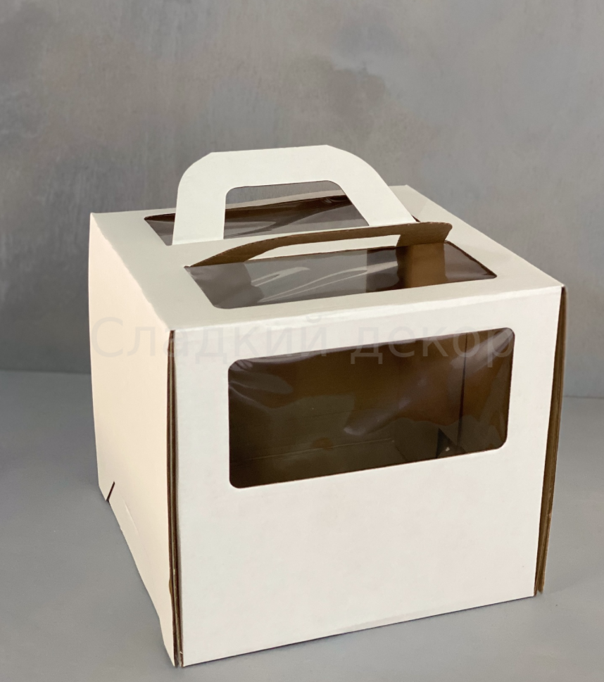 Коробка для торта с ручкой и окном 200*200*200 мм, 1 шт