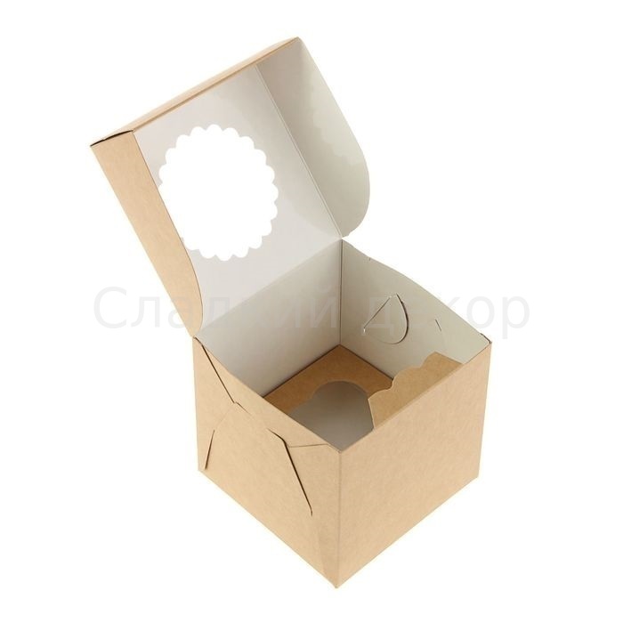 Коробка Крафт для капкейков на 1 шт, 1 шт