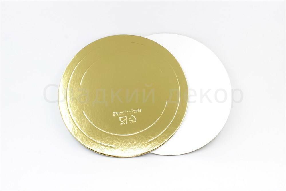 Подложка для торта золото/жемчуг 16 см 3,2 мм, 1 шт