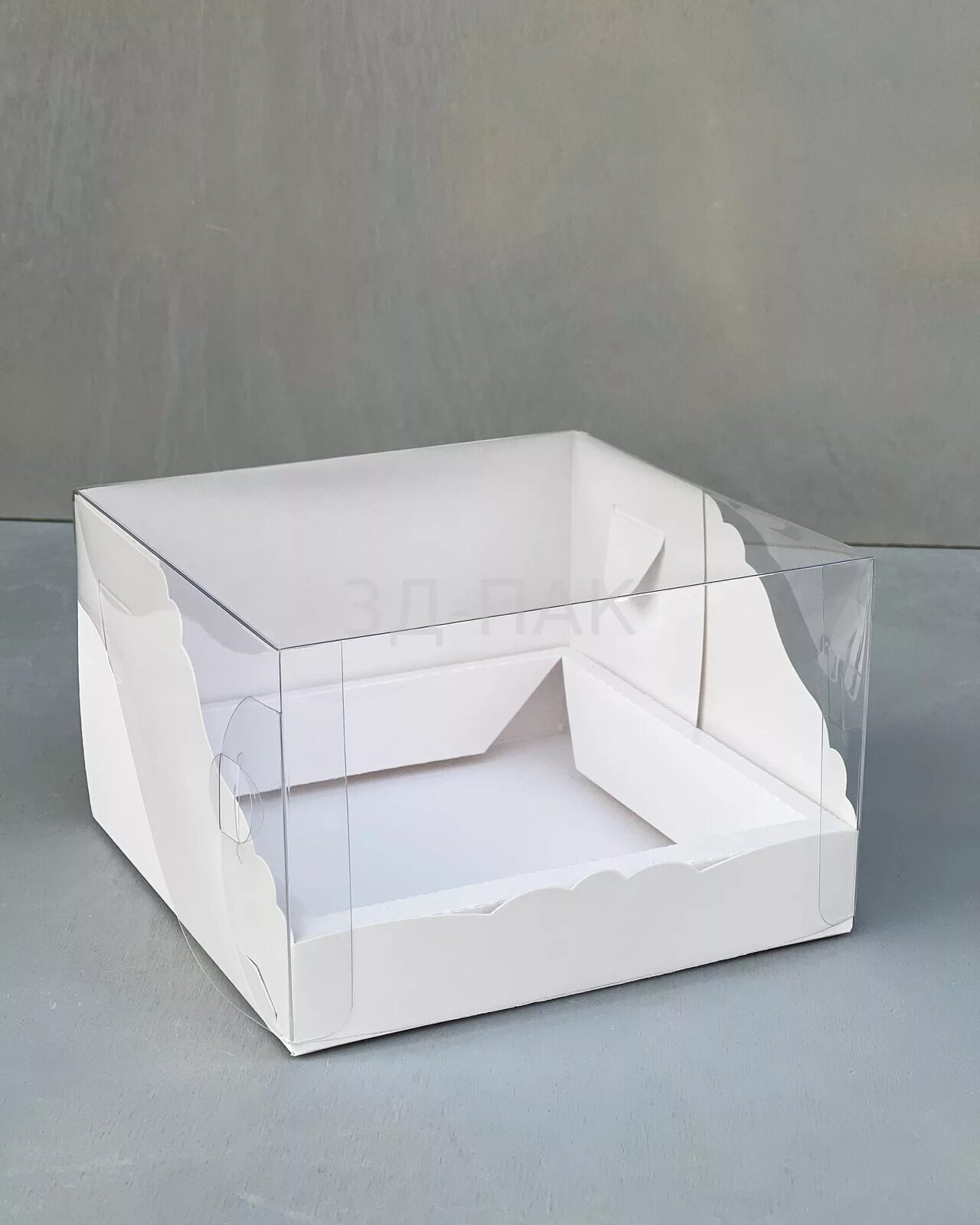 Коробка для бенто-торта с пластиковым окном, 170*170*100 мм, белая