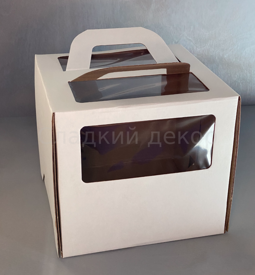 Коробка для торта с ручкой и окном 260*260*200 мм, 1 шт