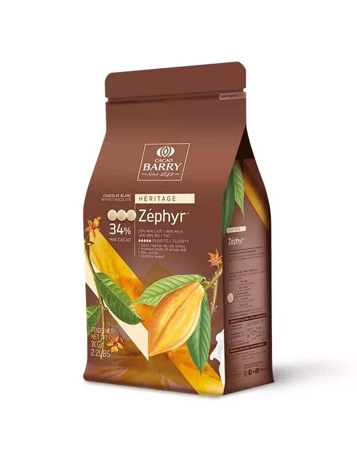 Шоколад белый 34%, Zephyr Cacao Barry, 1 кг.
