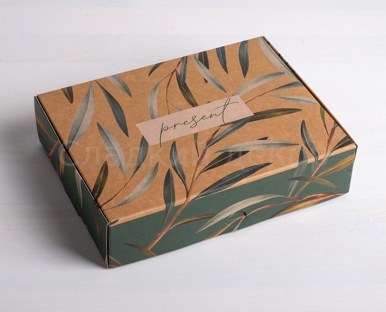 Коробка складная крафтовая, 21 × 15 × 5 см