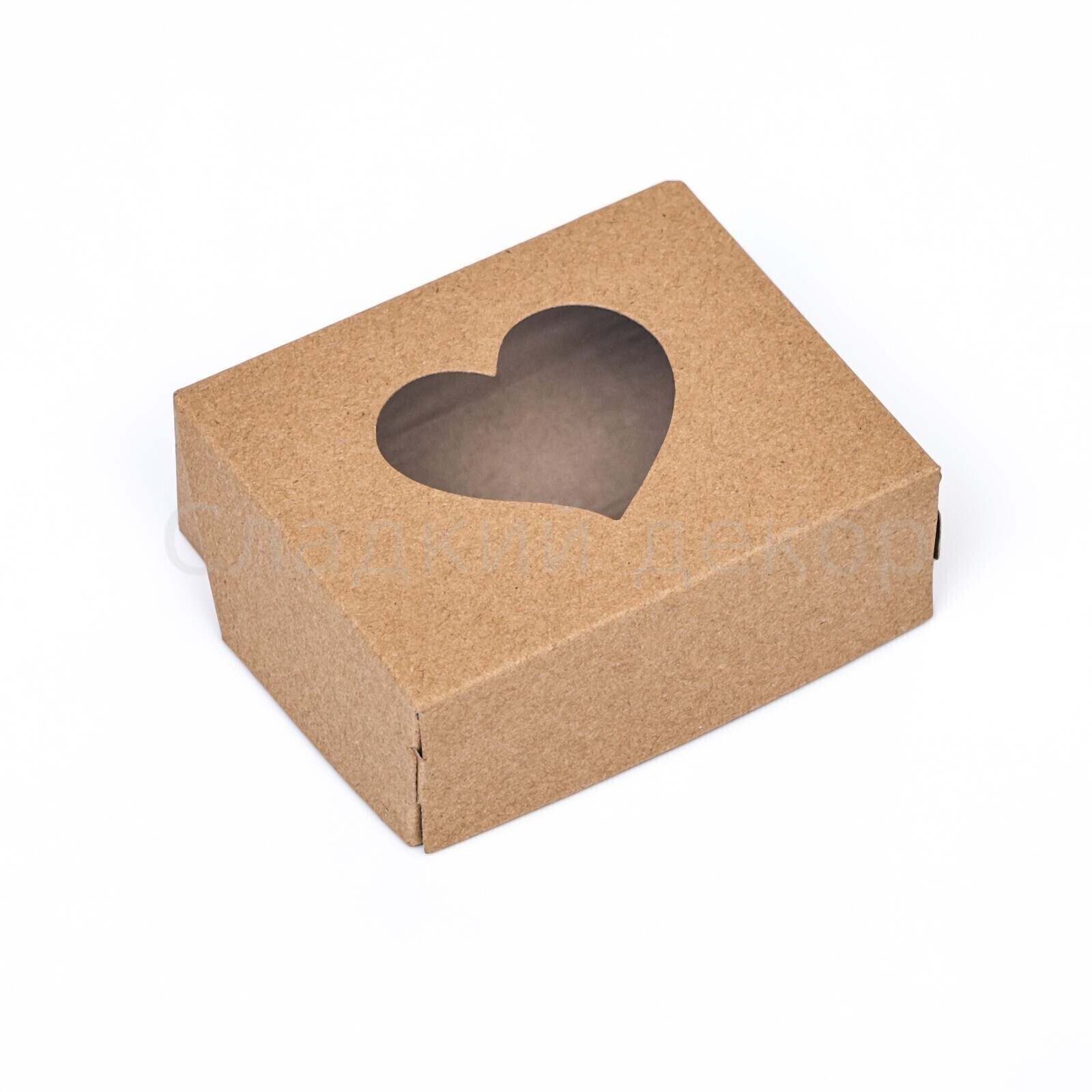 Коробка крафт с окном "Сердце", 10*8*3,5 см