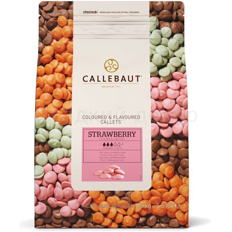 Шоколад розовый со вкусом клубники, Callebaut, 100 гр