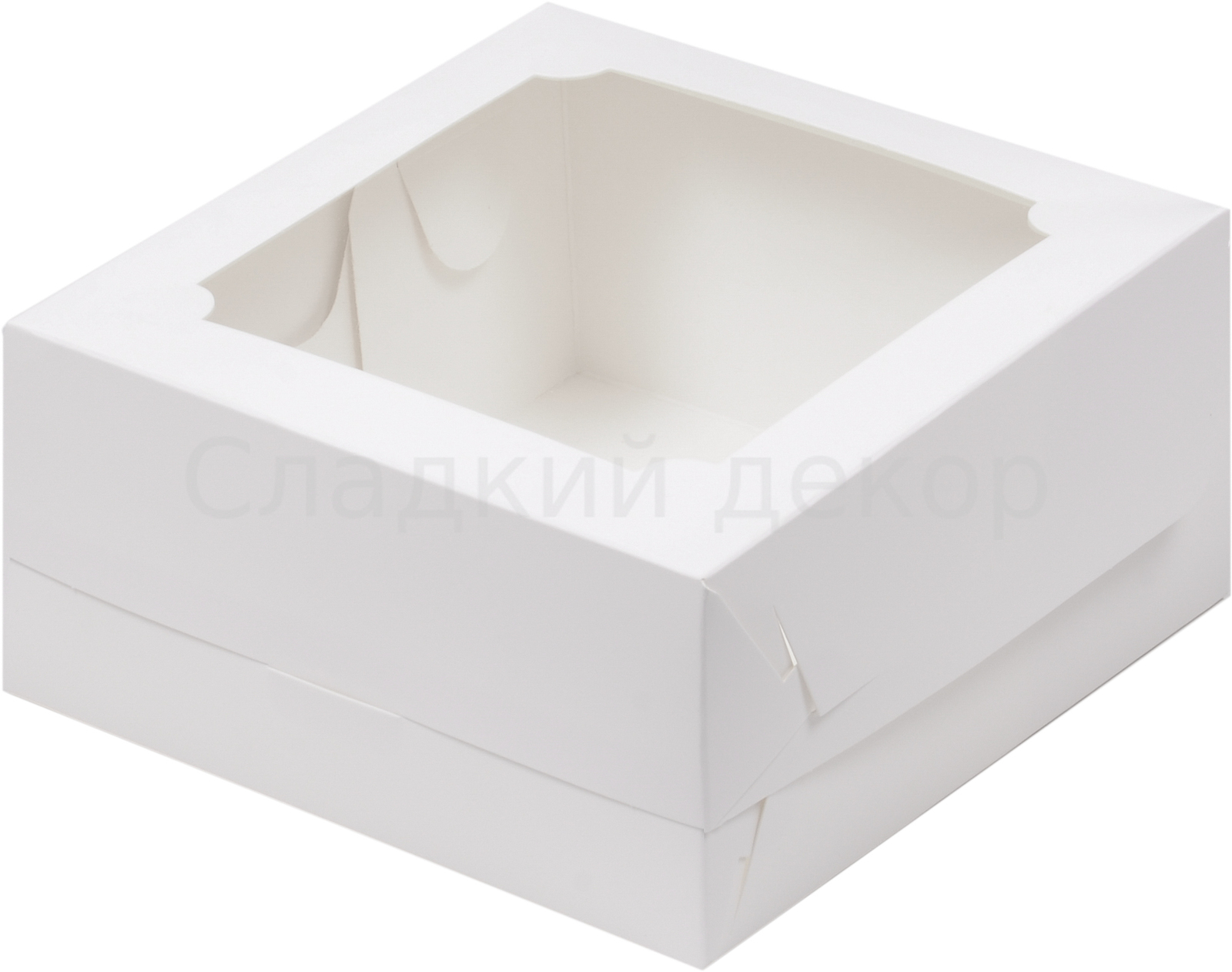 Коробка для бенто-торта с окном 160*160*80 мм, белая