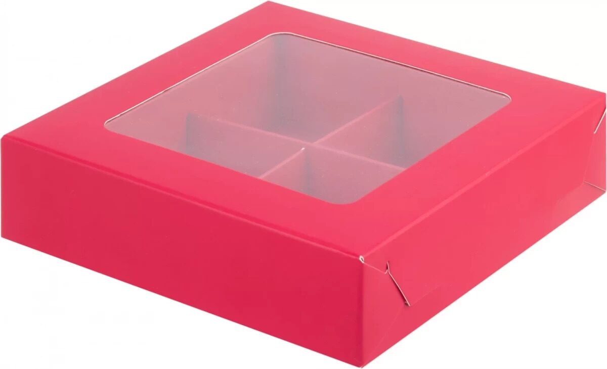 Коробка для конфет на 4 шт., красный