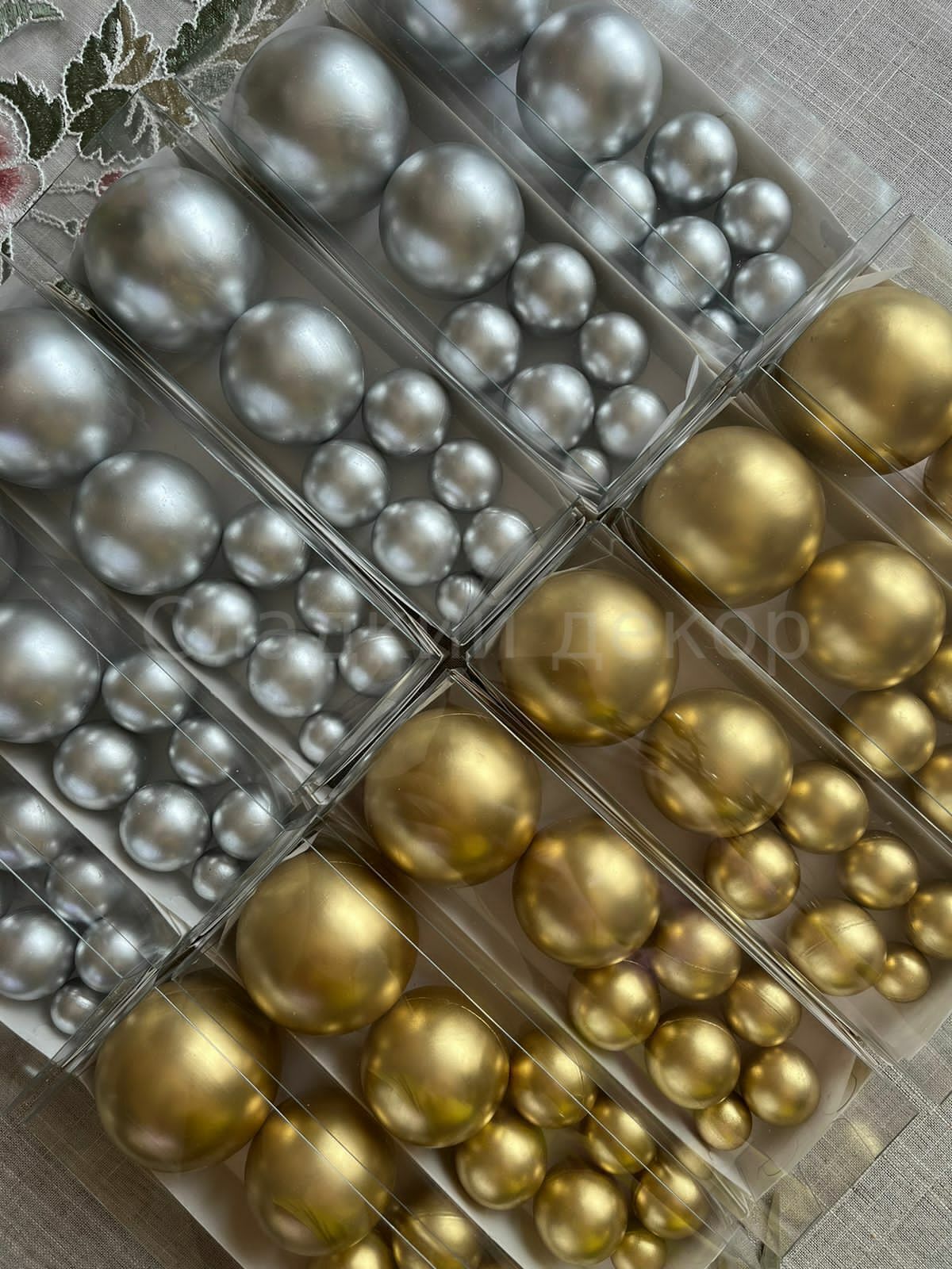Набор шаров из шоколадной глазури, золото/золото