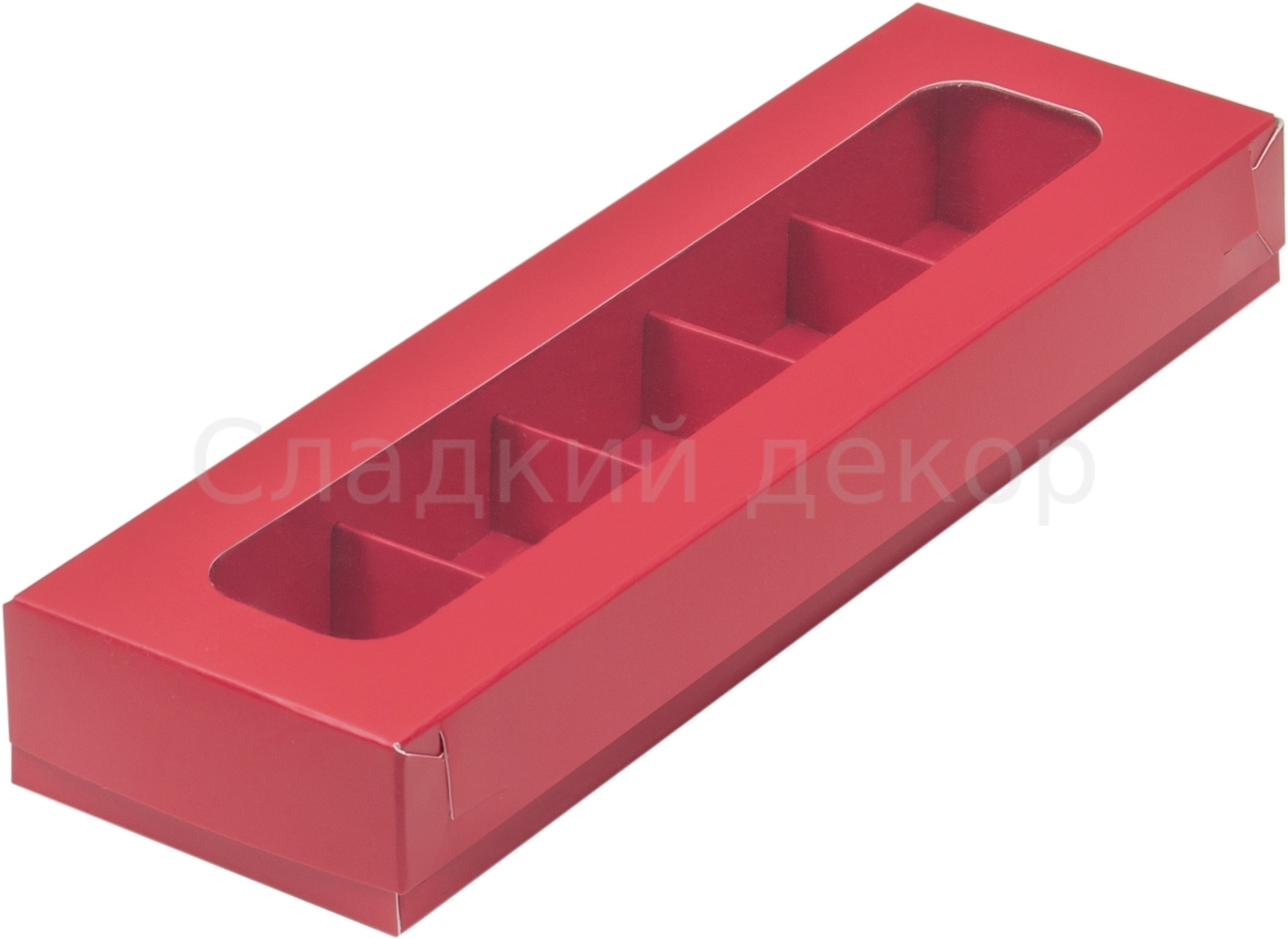 Коробка для конфет на 5 шт, 23,5х7х3 см, красная