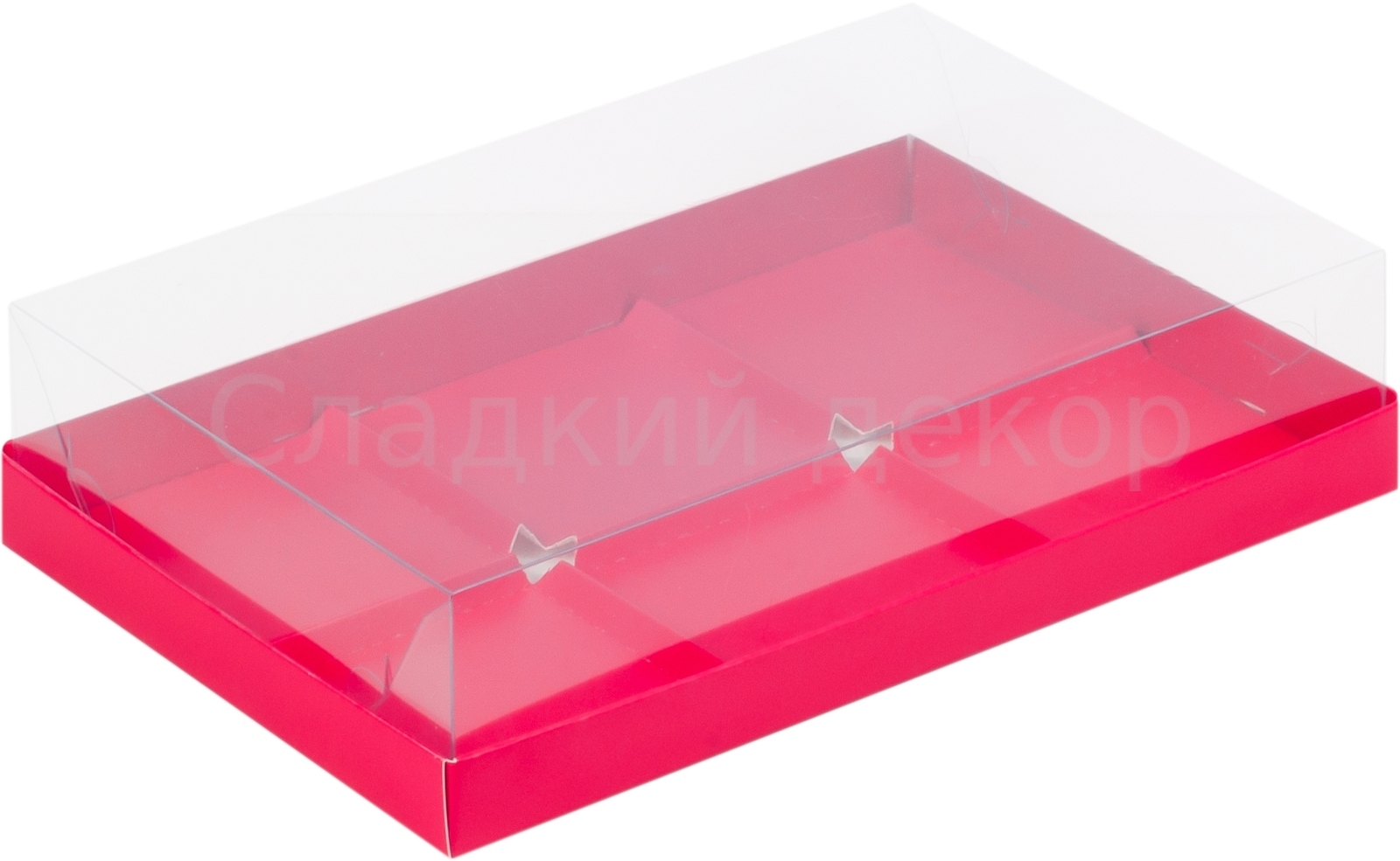 Коробка под муссовые пирожные 6 ячеек, 26х17х6 см, красная