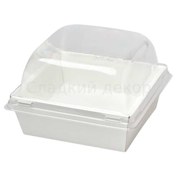 Коробка-бокс с пластиковой крышкой белая, 110*90 мм.